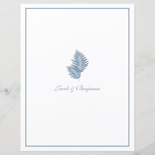 Blue Palm Wedding 8.5X11 individualisierbares Dess (Rückseite)