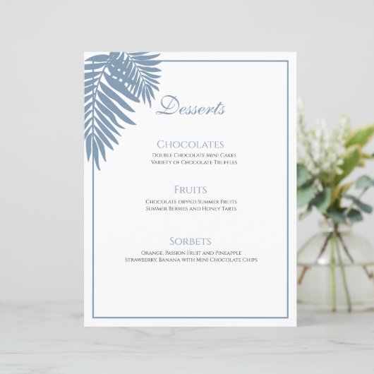 Blue Palm Wedding 8.5X11 individualisierbares Dess (Stehend Vorderseite)