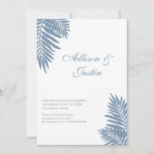 Blue Palm Wedding Einladung 5 x 7 (Vorderseite)