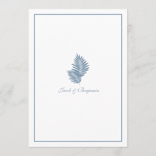 Blue Palm Wedding Menu 5"X7" Menükarte (Rückseite)