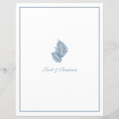 Blue Palm Wedding Menu Card 8 1/2" X 11" (Rückseite)
