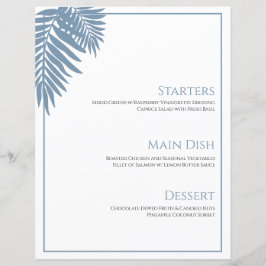 Blue Palm Wedding Menu Card 8 1/2" X 11"