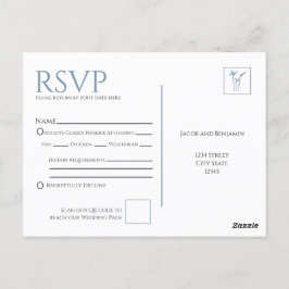 Blue Palm Wedding RSVP Postcard Postkarte