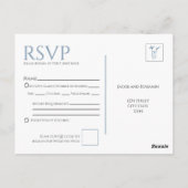 Blue Palm Wedding RSVP Postcard Postkarte (Rückseite)