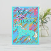 Blue Palomino Birthday(bunt Blätter/pic) Einladung (Stehend Vorderseite)