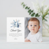 Blue Pampas floral erste Kommune danke Karte (Stehend Vorderseite)