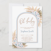 Blue Pampas Grass Arch Baby Shower Boy Einladung (Vorderseite)