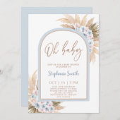 Blue Pampas Grass Arch Baby Shower Boy Einladung (Vorne/Hinten)