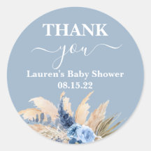 Blue Pampas Grass Baby Dusche Rundsticker