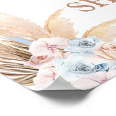 Blue Pampas Grass Baby Shower Boy Begrüßungszeiche Poster (Ecke)