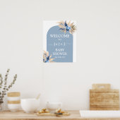 Blue Pampas Grass Baby Shower Boy Begrüßungszeiche Poster (Küche)