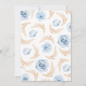 Blue Pampas Grass Boho Baby Dusche Einladung (Rückseite)