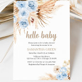 Blue Pampas Grass Boho Baby Dusche Einladung