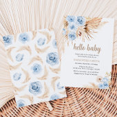 Blue Pampas Grass Boho Baby Dusche Einladung