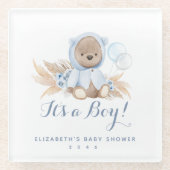 Blue Pampas Grass Boho Bear Baby Dusche Untersetze Glasuntersetzer (Vorderseite)