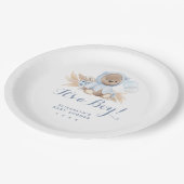 Blue Pampas Grass Boho Bear Babydusche Papiertüte Pappteller (Schrägansicht)