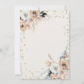 Blue Pampas Grass Boho Taufe Einladung (Rückseite)