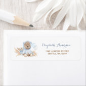 Blue Pampas Grass Boho Teddy Bear Address Labels (Insitu)