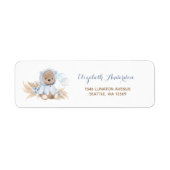 Blue Pampas Grass Boho Teddy Bear Address Labels (Vorne)