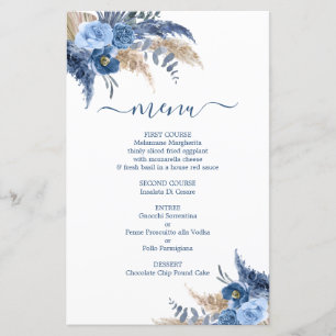 Blue Pampas Grass Boy Menu Card