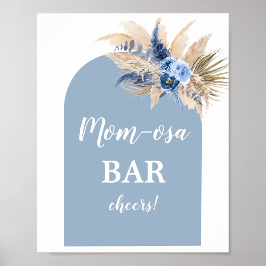 Blue Pampas Grass Mimosa Bar Boy Schild (Vorne)