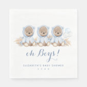 Blue Pampas Grass Triplet Bear Baby Dusche Napkins Serviette (Vorderseite)