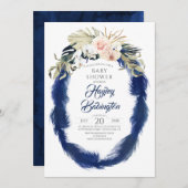 Blue Pampas Grass Tropical Baby Dusche Einladung (Vorne/Hinten)