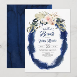 Blue Pampas Grass Tropical Bridal Brunch Einladung