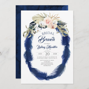 Blue Pampas Grass Tropical Bridal Brunch Einladung