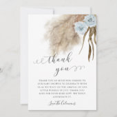 Blue Pampas Grass Watercolor Baby Dusche Dankeskarte (Vorderseite)