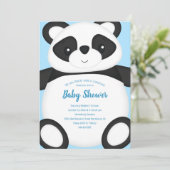 Blue Panda Bear Baby Dusche Einladung (Stehend Vorderseite)