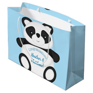 Blue Panda Bear Baby Dusche Große Geschenktüte