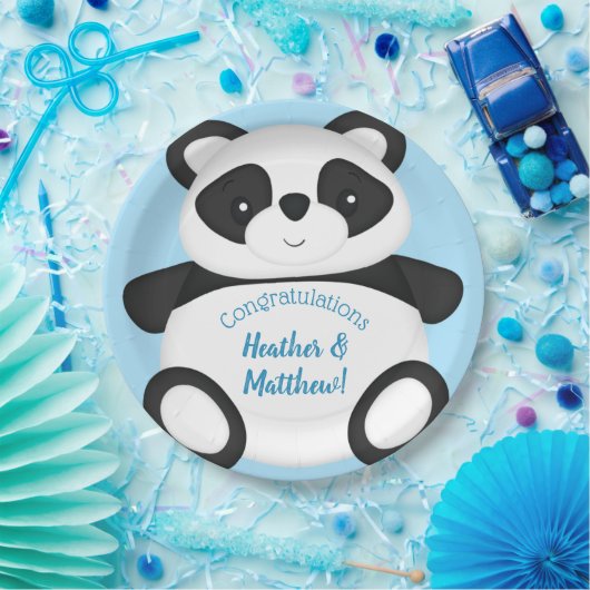 Blue Panda Bear Baby Dusche Pappteller (Party)