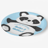 Blue Panda Bear Baby Dusche Pappteller (Schrägansicht)