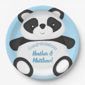 Blue Panda Bear Baby Dusche Pappteller (Vorderseite)