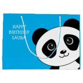 Blue Panda Bear Birthday Große Geschenktüte (Rückseite)