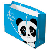 Blue Panda Bear Birthday Große Geschenktüte (Rückseite Schrägansicht)