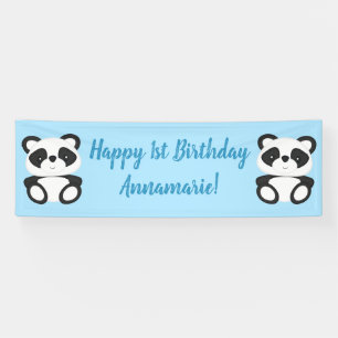 Blue Panda Bear Geburtstagsparty Banner