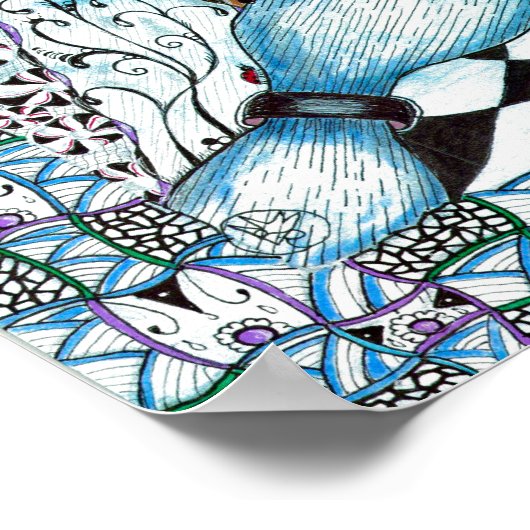 Blue Panda World Print Poster (Ecke)