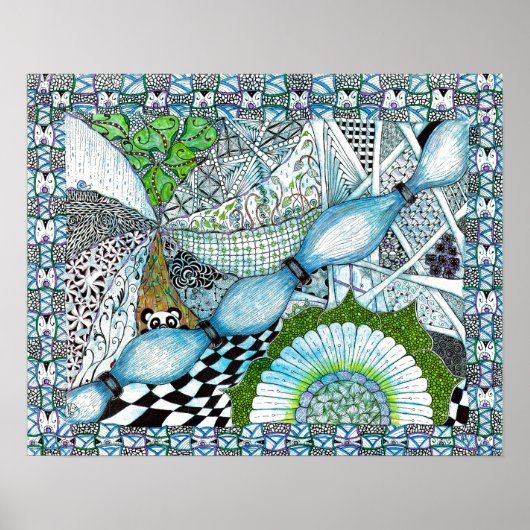 Blue Panda World Print Poster (Vorne)