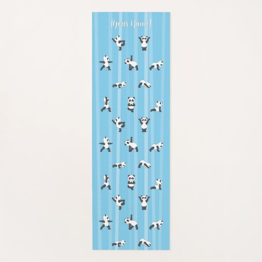 Blue Panda Yoga Mat Custom Name Same on Both Sides Yogamatte (Vorderseite)