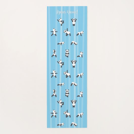 Blue Panda Yoga Mat Custom Name Same on Both Sides Yogamatte (Rückseite)