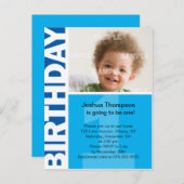 Blue Panel 1. Geburtstag Einladung (Vorne/Hinten)