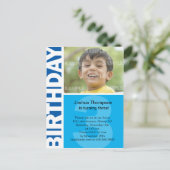 Blue Panel 3. Geburtstagseinladung Einladungspostkarte (Stehend Vorderseite)