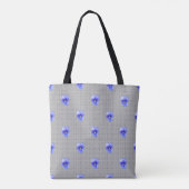 Blue Pansy auf Grau Tasche (Rückseite)