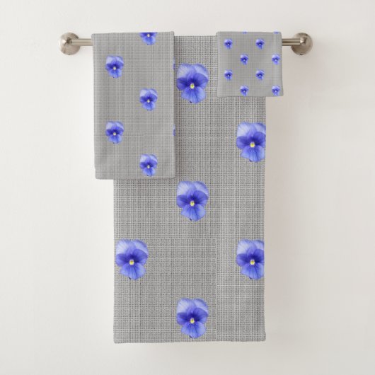 Blue Pansy Badhandtuch Set (Insitu)
