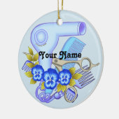 Blue Pansy Beautician Keramik Ornament (Links)