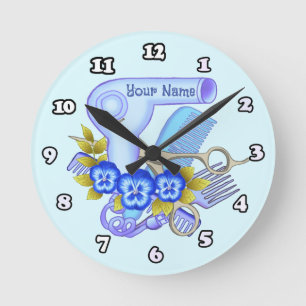 Blue Pansy Beauty Parlor Friseurin Uhr