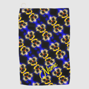 Blue Pansy Blume Abstraktes Muster Personalisiert Golfhandtuch