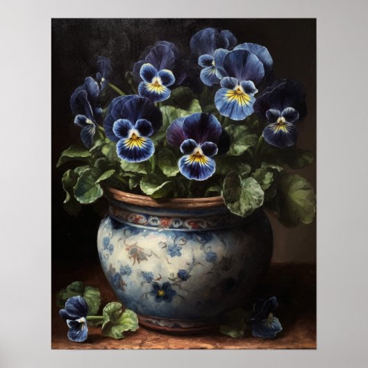 Blue Pansy Blume Art Print Poster (Vorne)